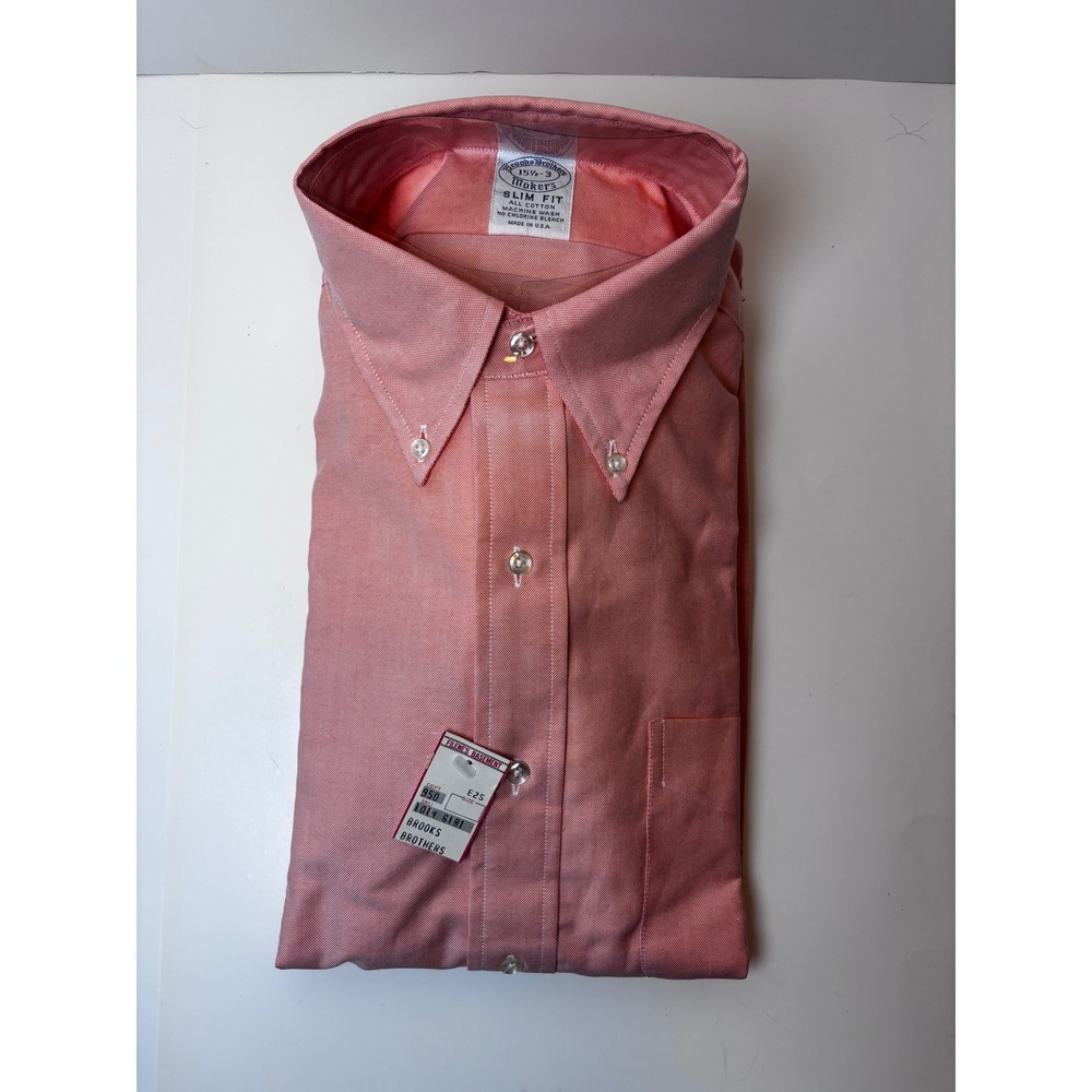 *VINTAGE*BROOKS BROTHER MAKERS SLIM FIT NWT Lt Orange, Oxford Shirt, Mens 15.5-3